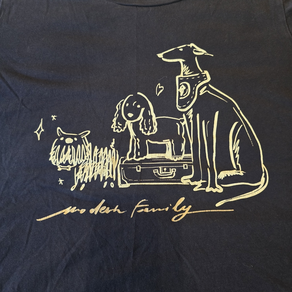 Trussardi Dark Blue Tee with Dog Design Size Tag Cut Out, Fits Like Large. - Picture 3 of 5